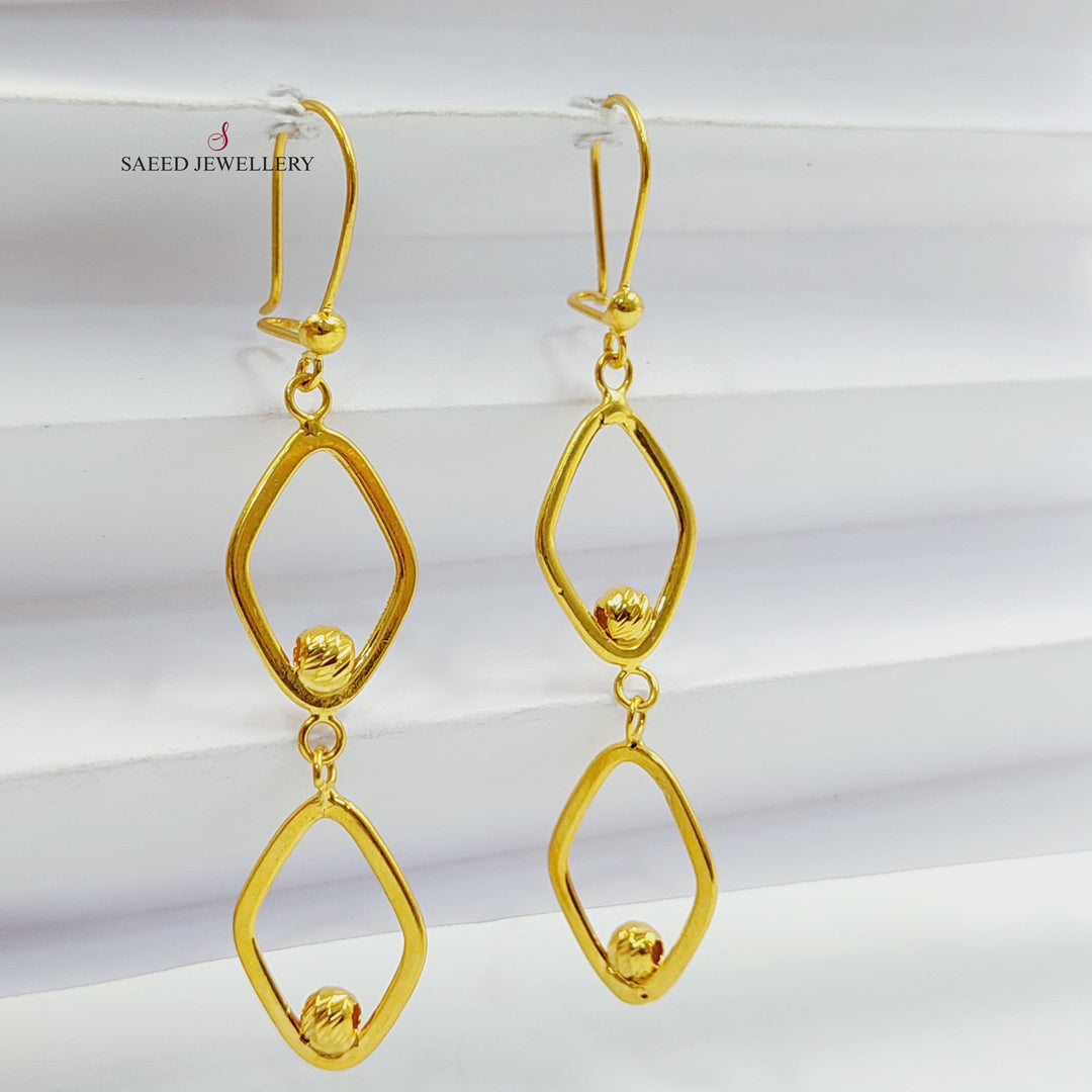 21K Gold Balls Cuban Links Earrings by Saeed Jewelry - Image 1