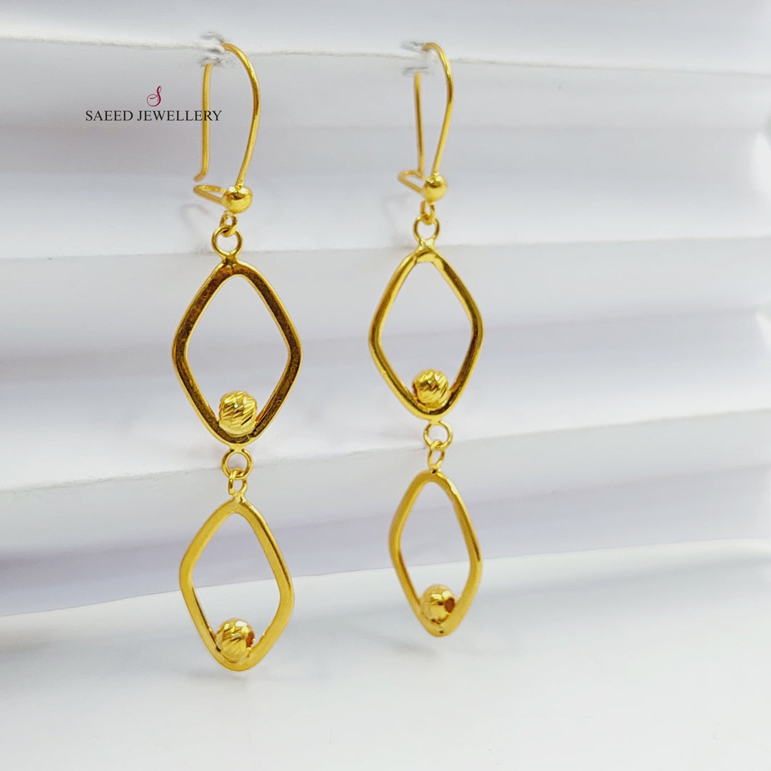 21K Gold Balls Cuban Links Earrings by Saeed Jewelry - Image 3