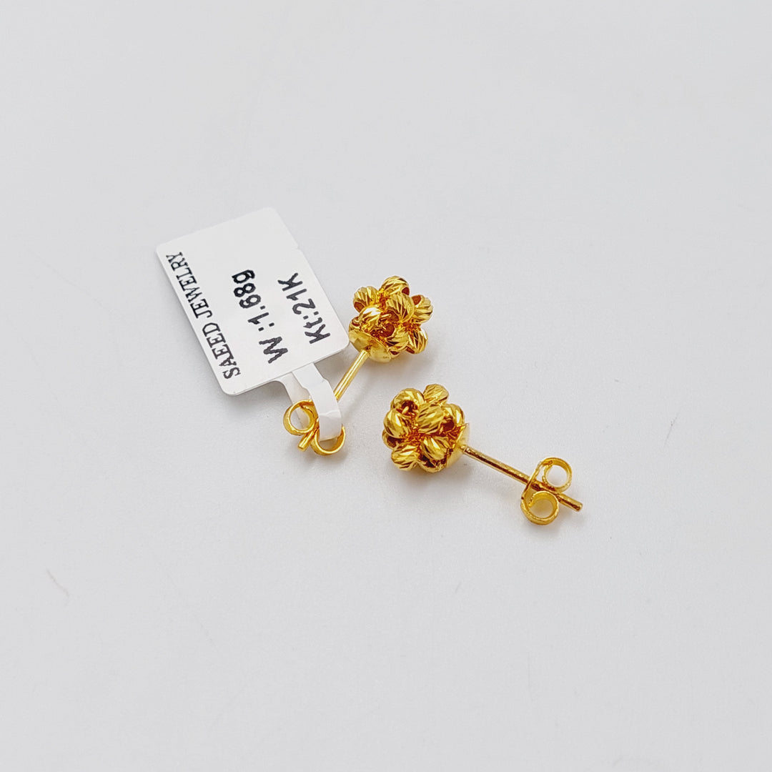 21K Gold Balls Screw Earrings by Saeed Jewelry - Image 2