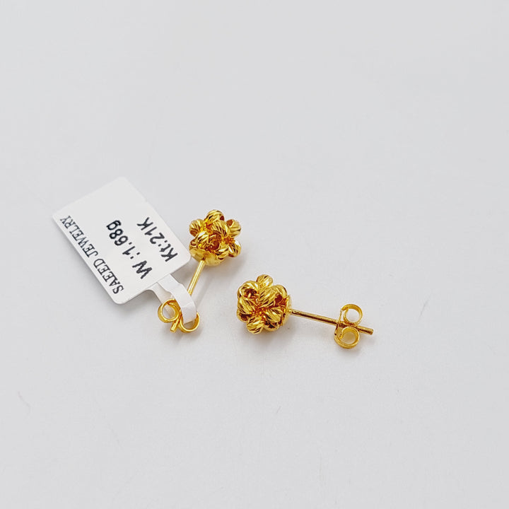 21K Gold Balls Screw Earrings by Saeed Jewelry - Image 3