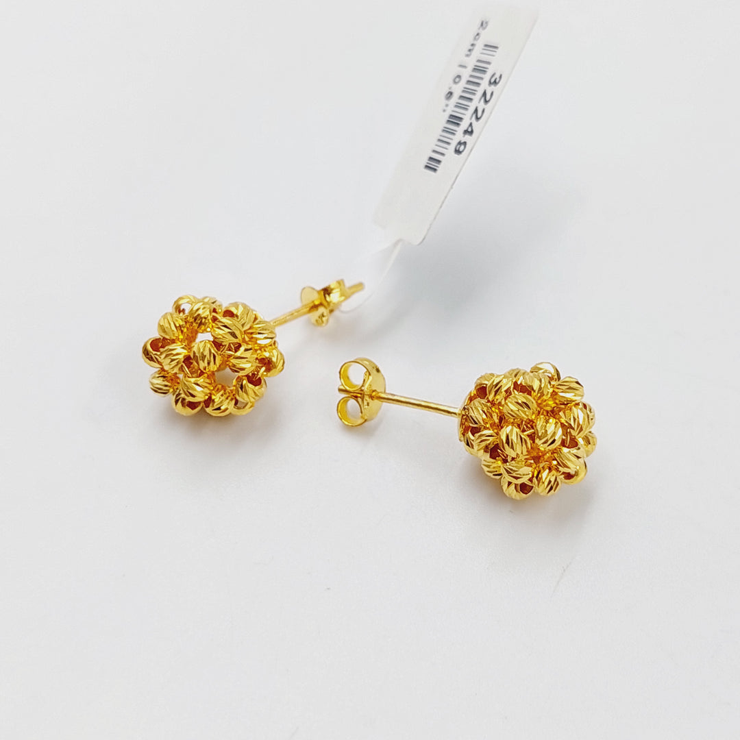 21K Gold Balls Screw Earrings by Saeed Jewelry - Image 1