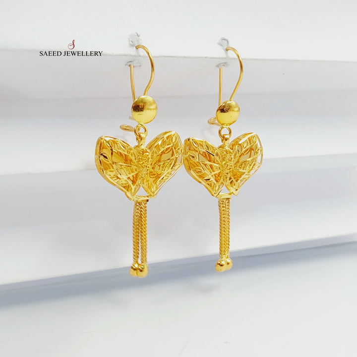 21K Gold Butterfly Bahraini Earrings by Saeed Jewelry - Image 1