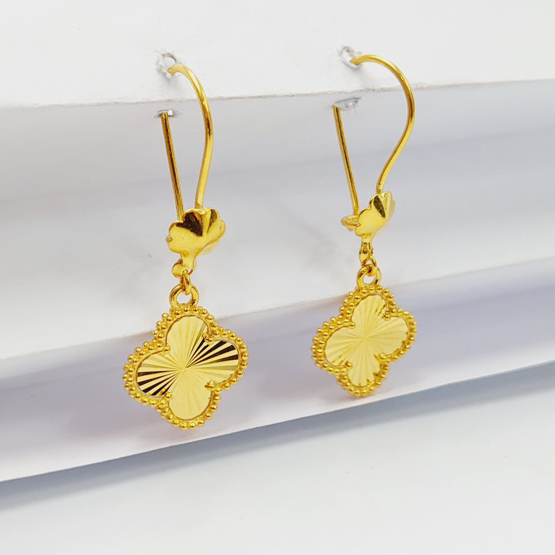 21K Gold Clover Earrings by Saeed Jewelry - Image 5