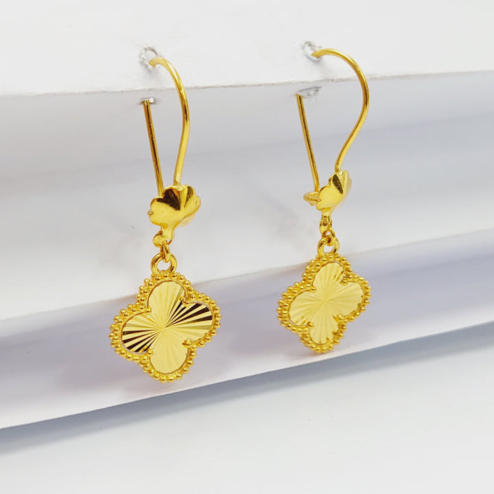 21K Gold Clover Earrings by Saeed Jewelry - Image 5