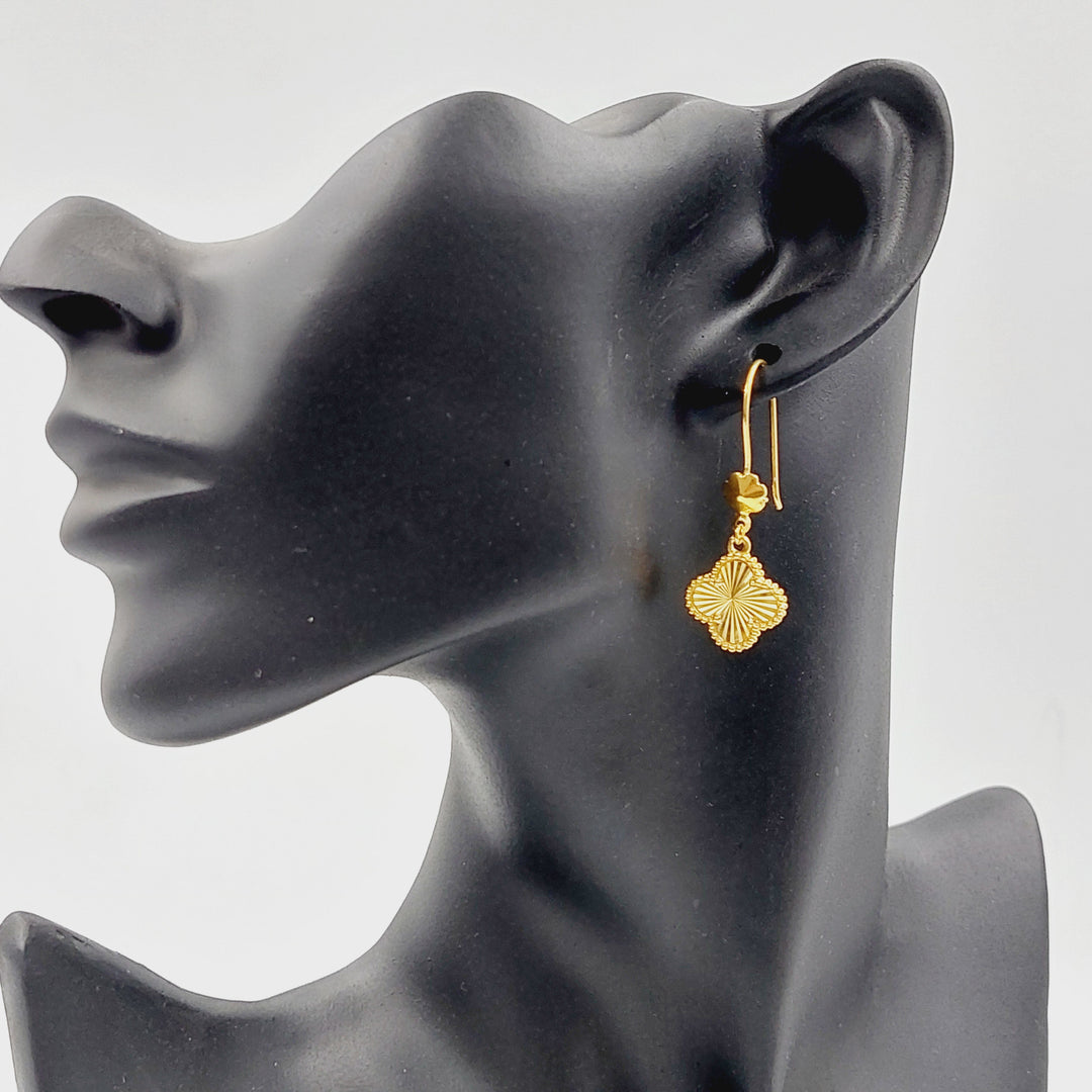 21K Gold Clover Earrings by Saeed Jewelry - Image 2