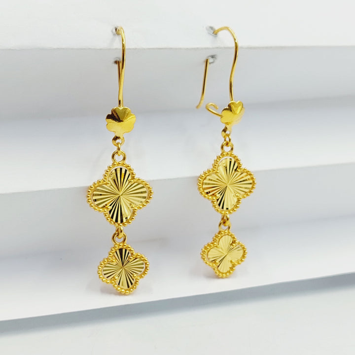 21K Gold Clover Earrings by Saeed Jewelry - Image 4