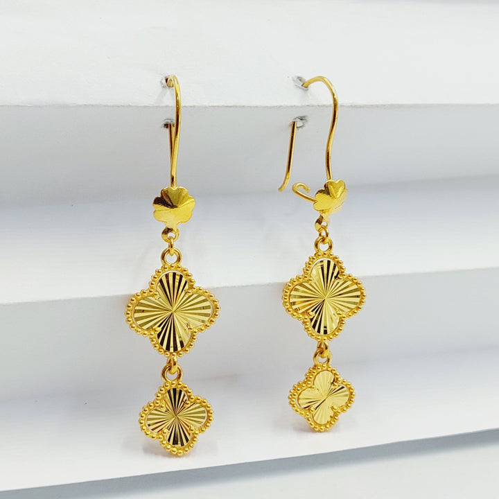 21K Gold Clover Earrings by Saeed Jewelry - Image 5