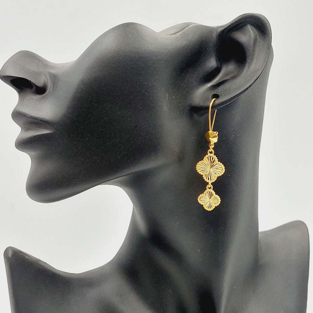 21K Gold Clover Earrings by Saeed Jewelry - Image 2