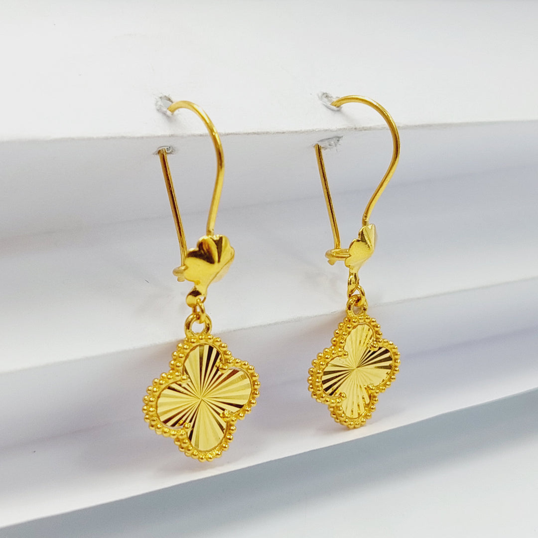 21K Gold Clover Earrings by Saeed Jewelry - Image 4