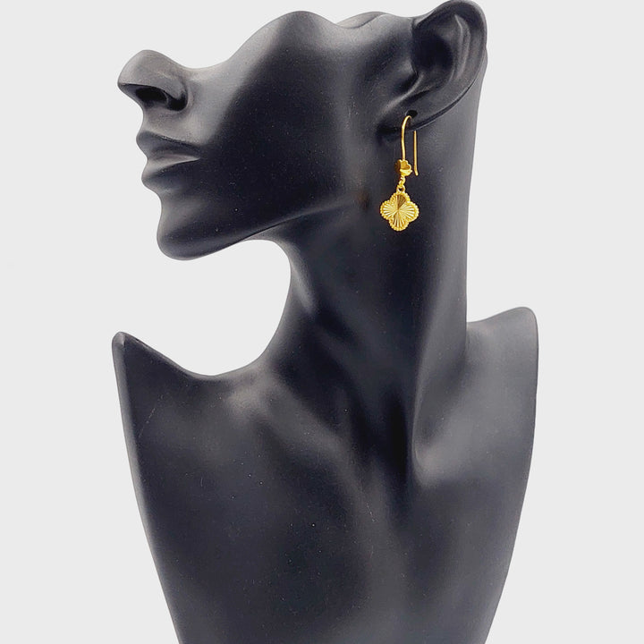 21K Gold Clover Earrings by Saeed Jewelry - Image 3