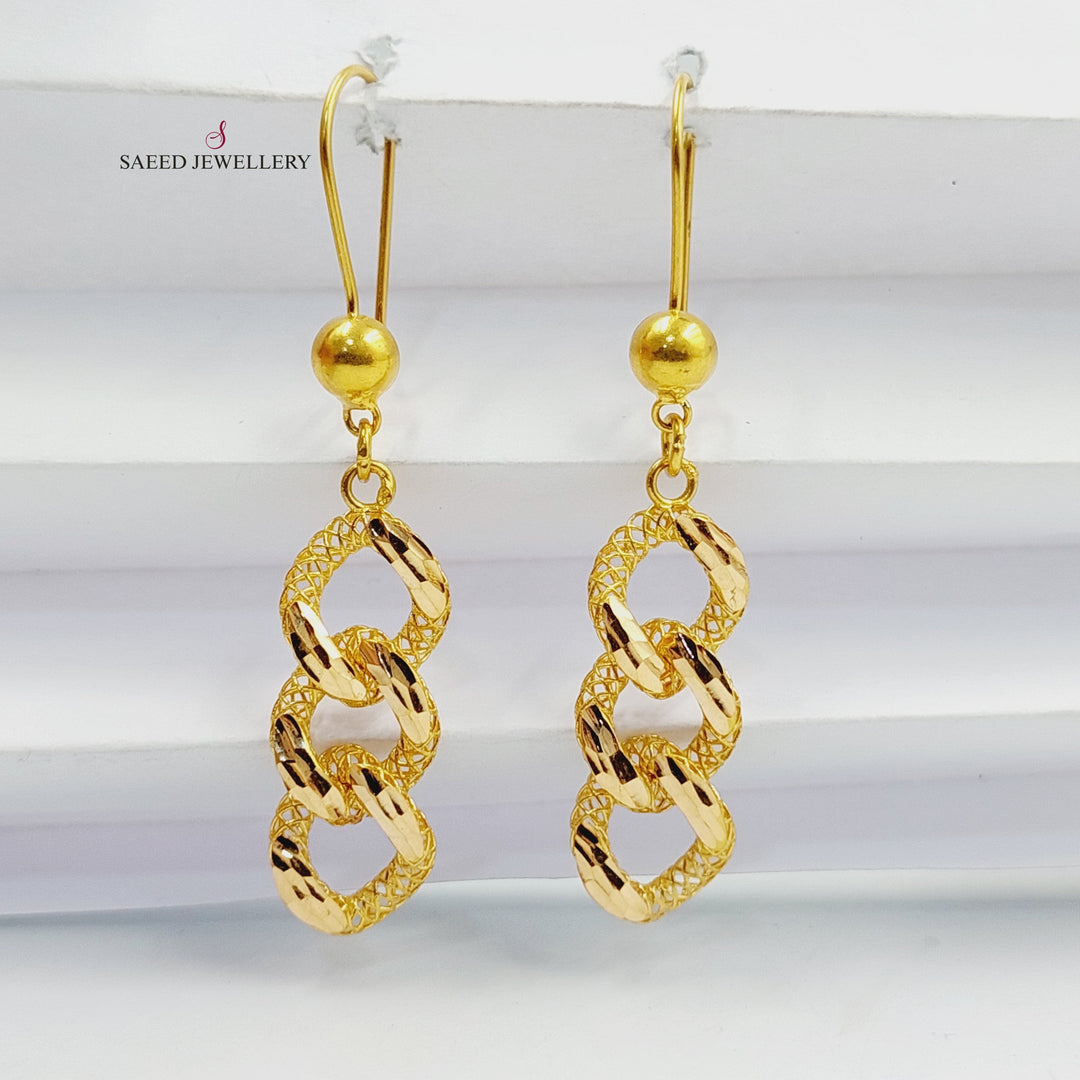 21K Gold Cuban Links Earrings by Saeed Jewelry - Image 3