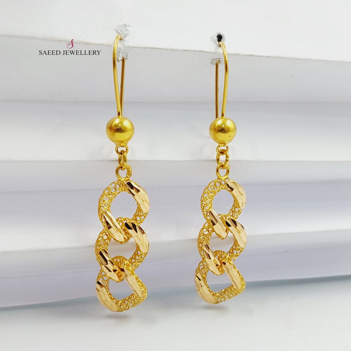 21K Gold Cuban Links Earrings by Saeed Jewelry - Image 4