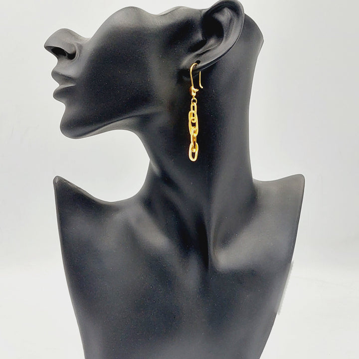 21K Gold Cuban Links Earrings by Saeed Jewelry - Image 3