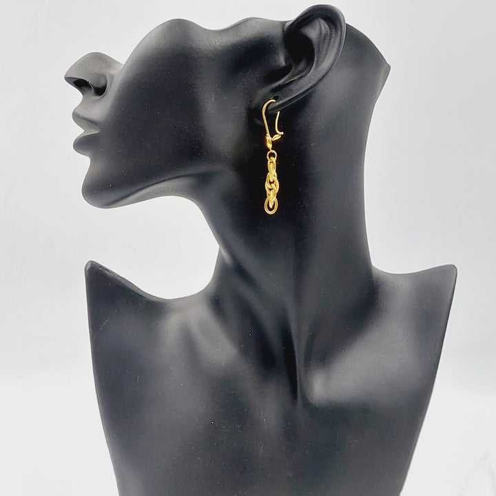 21K Gold Cuban Links Earrings by Saeed Jewelry - Image 3