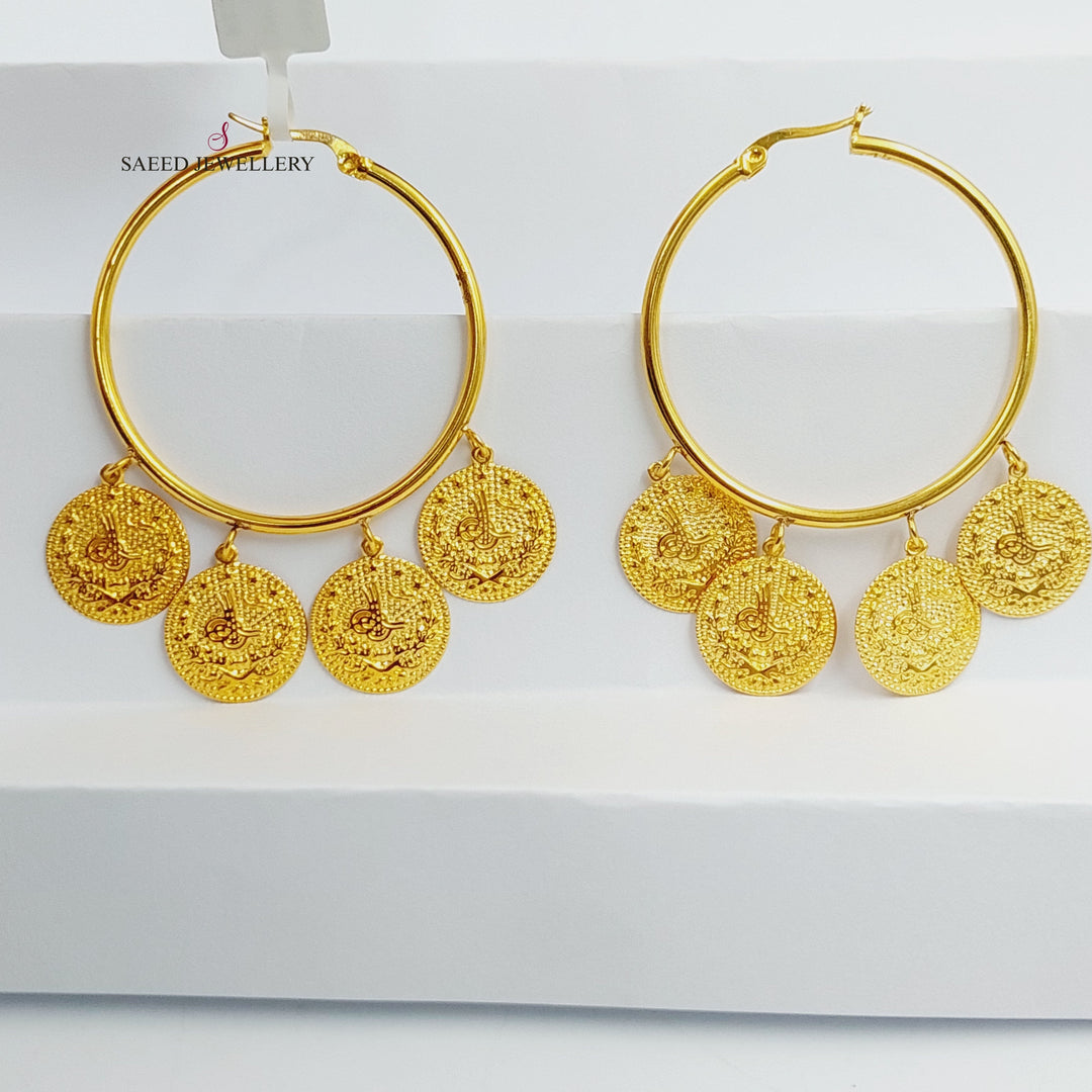 21K Gold Dandash Hoop Earrings by Saeed Jewelry - Image 4