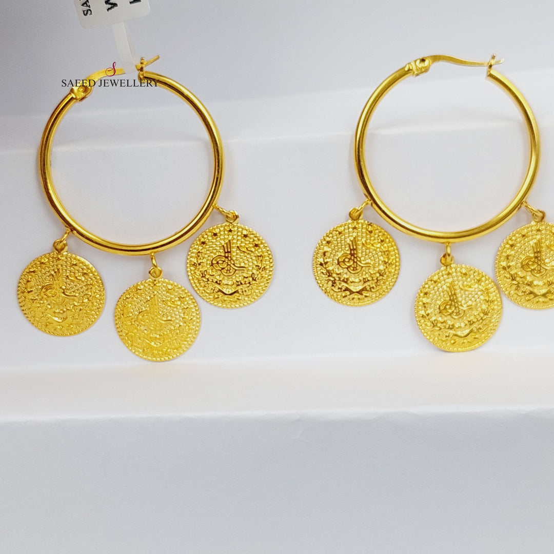 21K Gold Dandash Hoop Earrings by Saeed Jewelry - Image 1