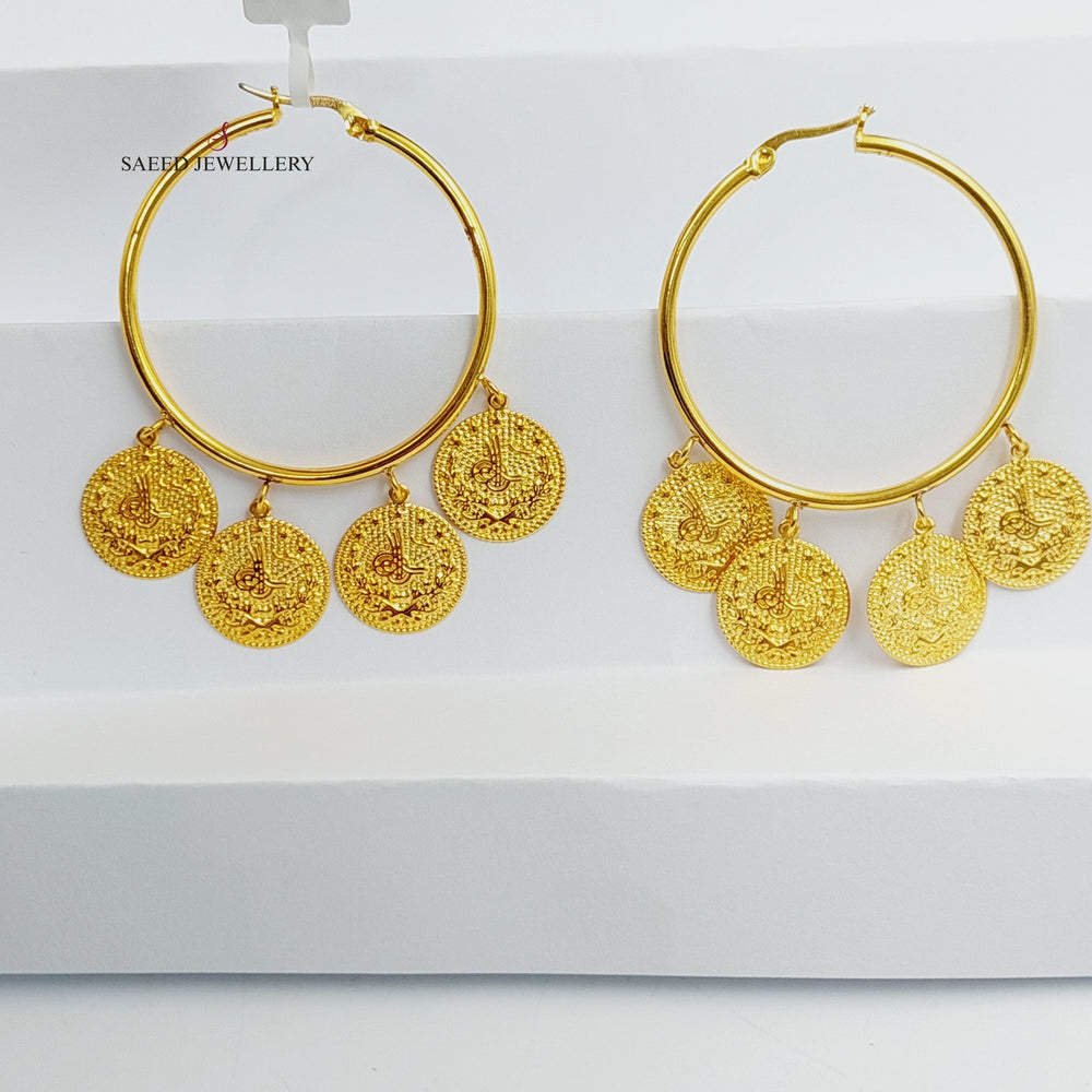 21K Gold Dandash Hoop Earrings by Saeed Jewelry - Image 2