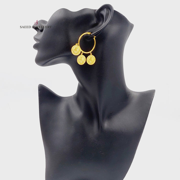 21K Gold Dandash Hoop Earrings by Saeed Jewelry - Image 2