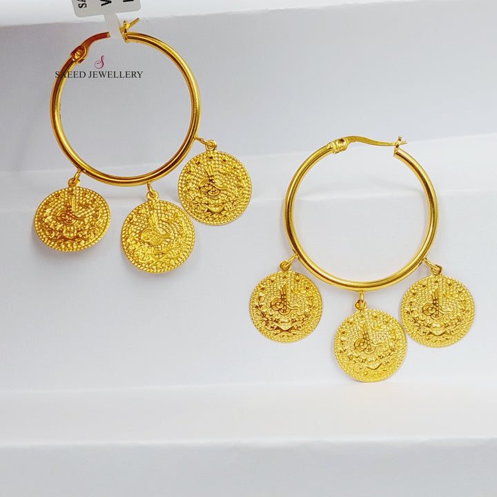 21K Gold Dandash Hoop Earrings by Saeed Jewelry - Image 5