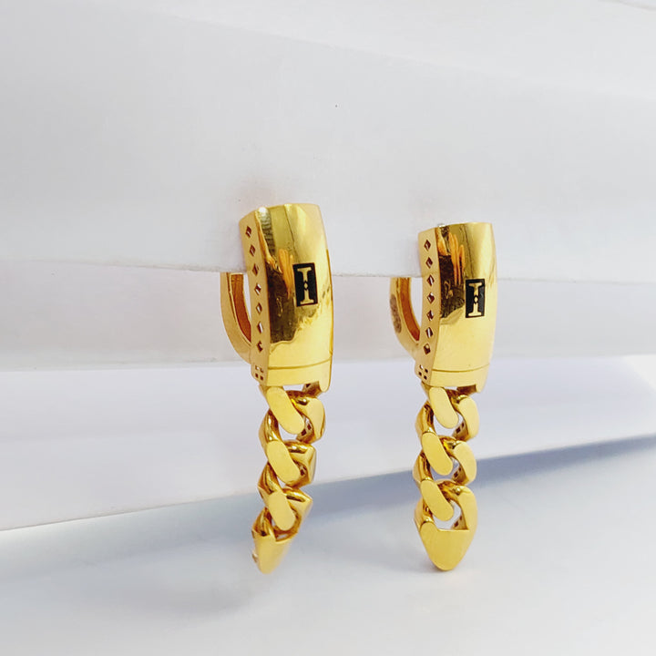 21K Gold Deluxe Cuban Links Earrings by Saeed Jewelry - Image 1