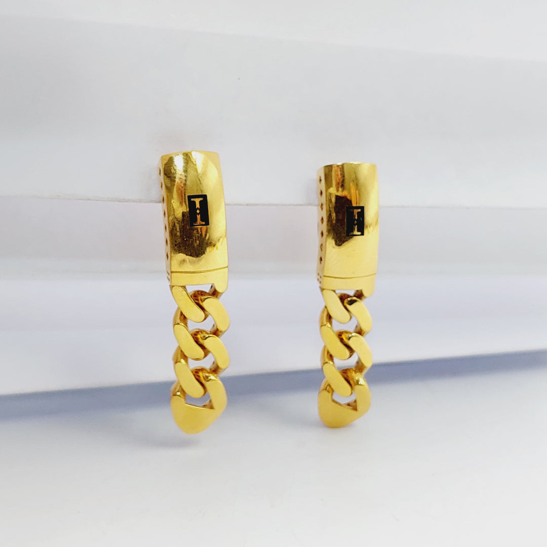 21K Gold Deluxe Cuban Links Earrings by Saeed Jewelry - Image 5