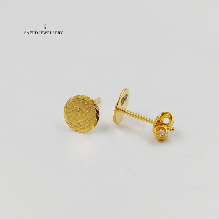 21K Gold Eighths Screw Earrings by Saeed Jewelry - Image 3