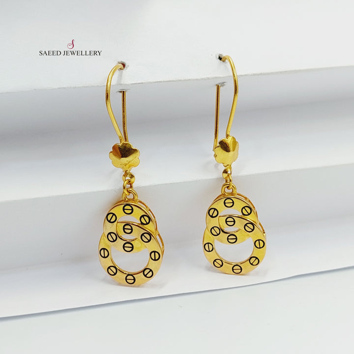 21K Gold Enameled Deluxe Earrings by Saeed Jewelry - Image 3