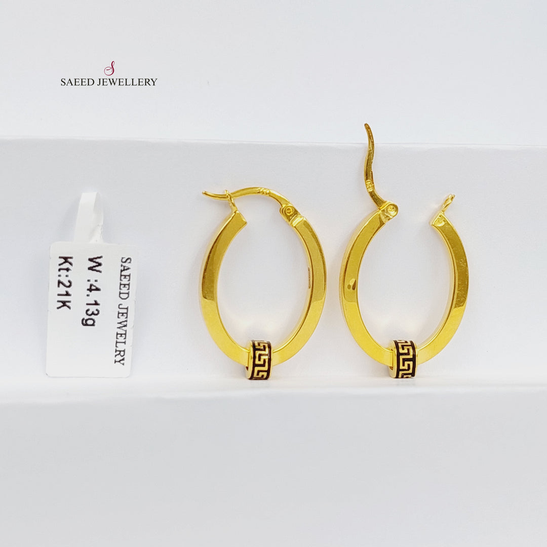 21K Gold Enameled Hoop Earrings by Saeed Jewelry - Image 1