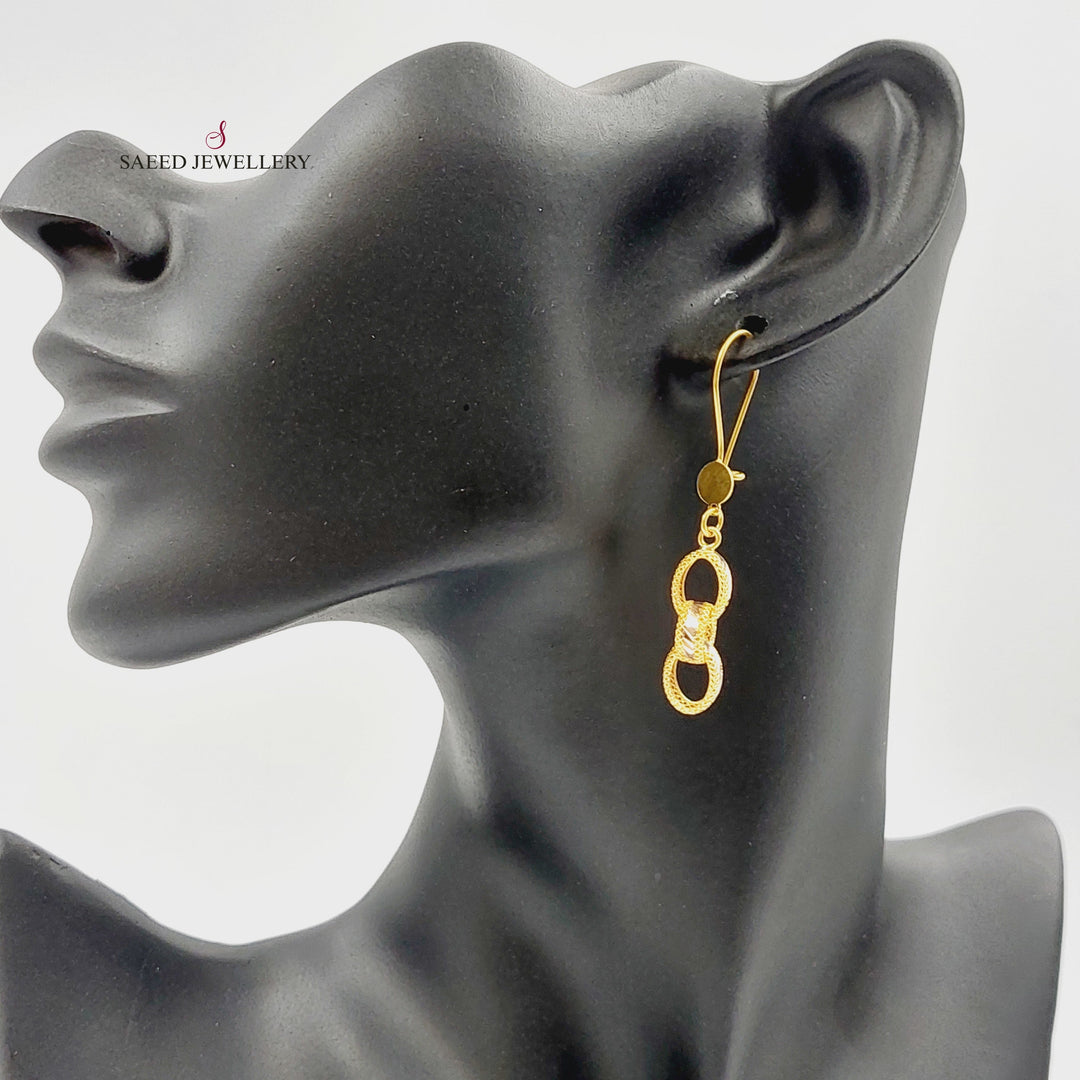 21K Gold Engraved Cuban Links Earrings by Saeed Jewelry - Image 3