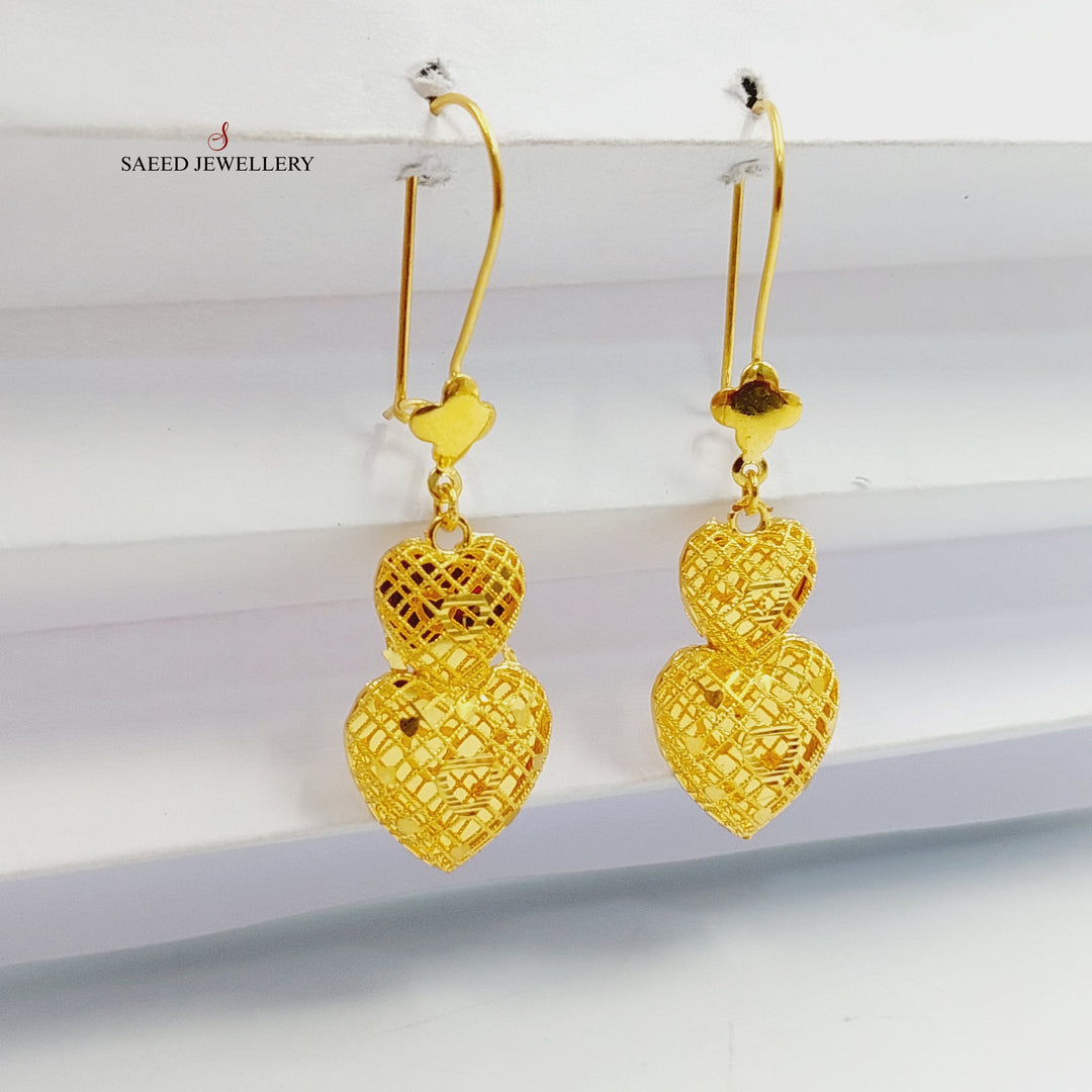 21K Gold Heart Bahraini Earrings by Saeed Jewelry - Image 1