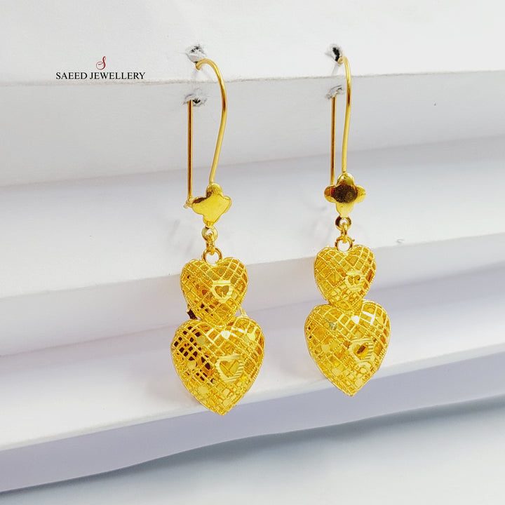 21K Gold Heart Bahraini Earrings by Saeed Jewelry - Image 4