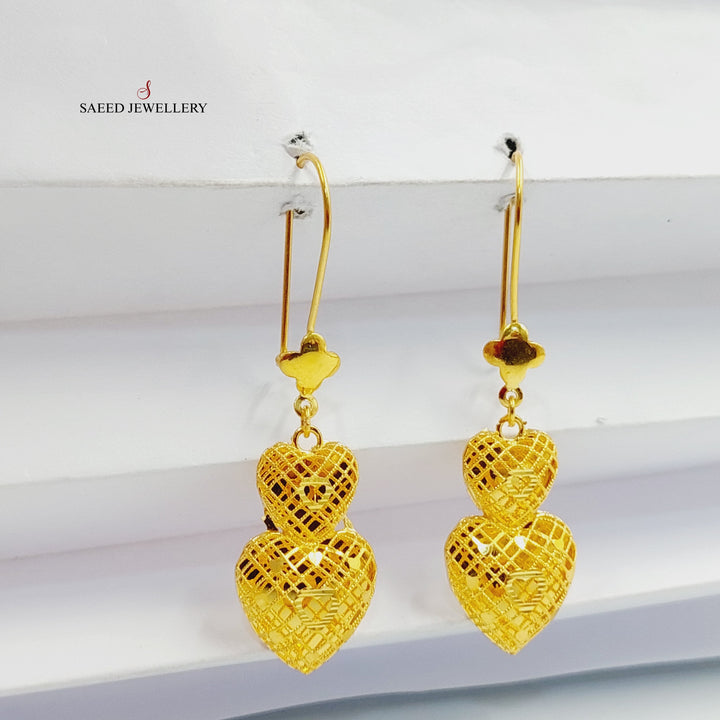 21K Gold Heart Bahraini Earrings by Saeed Jewelry - Image 2