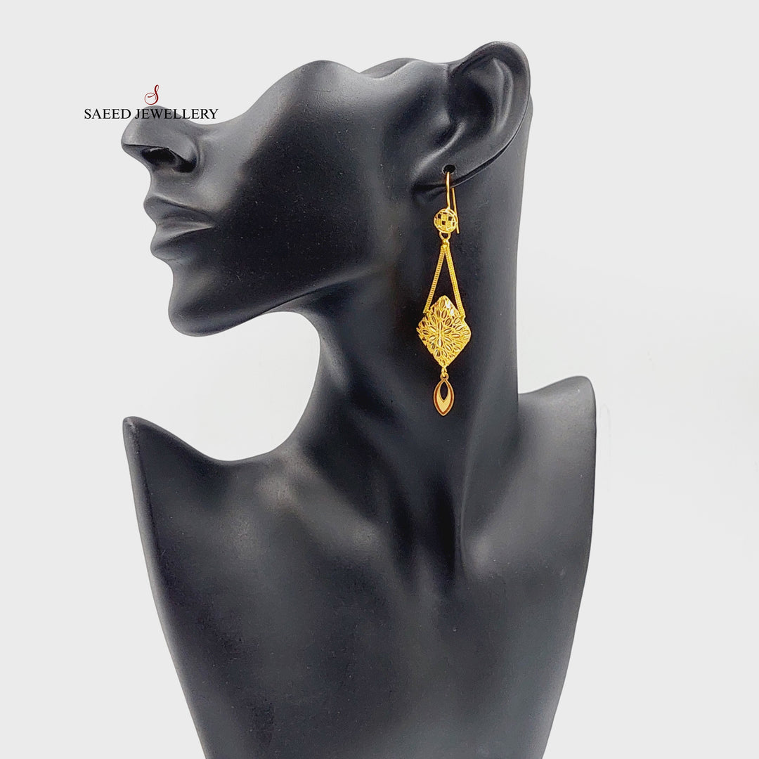 21K Gold Leaf Earrings by Saeed Jewelry - Image 3