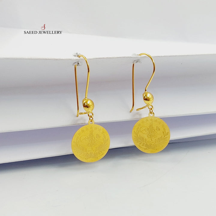 21K Gold Light Rashadi Liras Earrings by Saeed Jewelry - Image 3