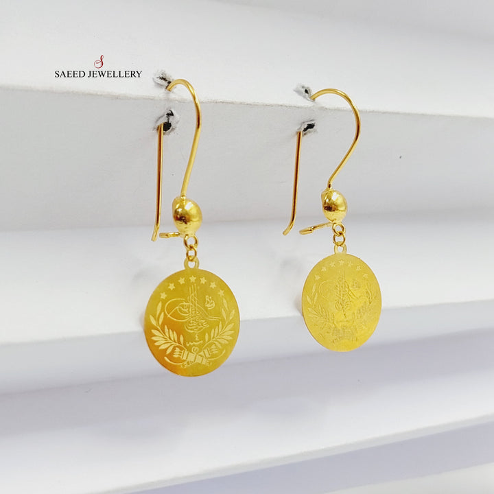 21K Gold Light Rashadi Liras Earrings by Saeed Jewelry - Image 1