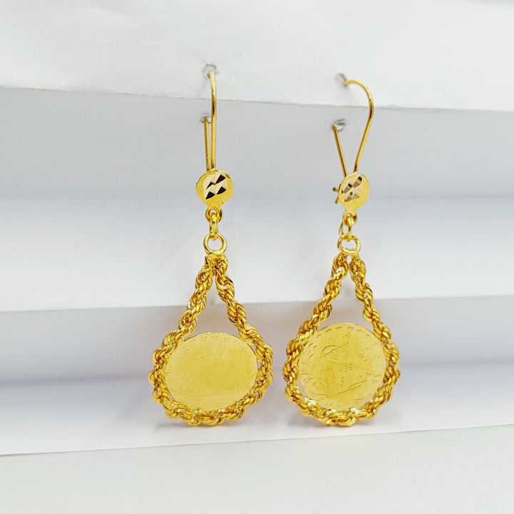 21K Gold Rashadi Rope Earrings by Saeed Jewelry - Image 5