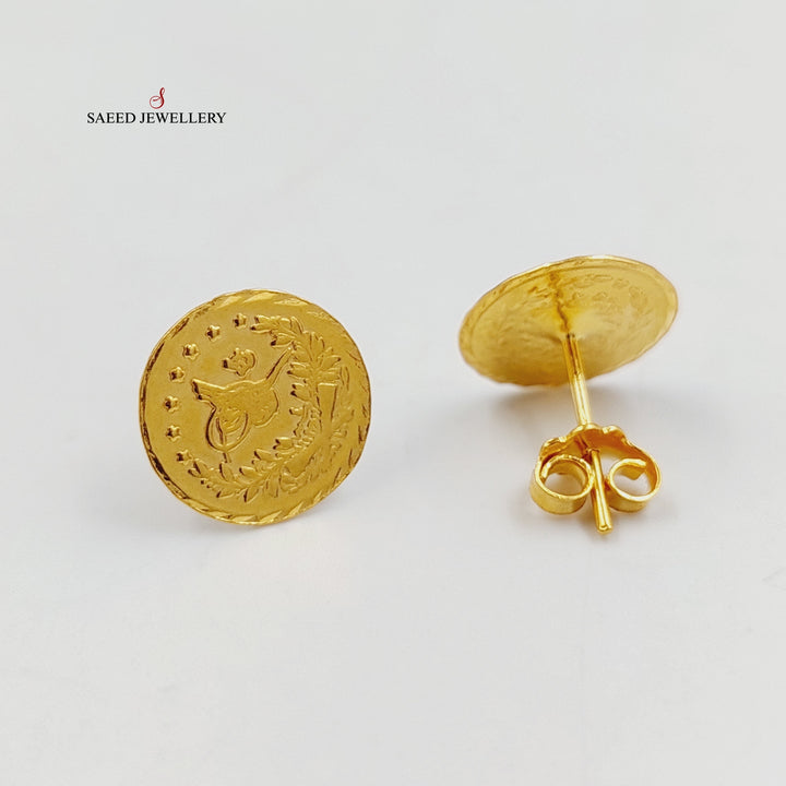 21K Gold Rashadi Screw Earrings by Saeed Jewelry - Image 4