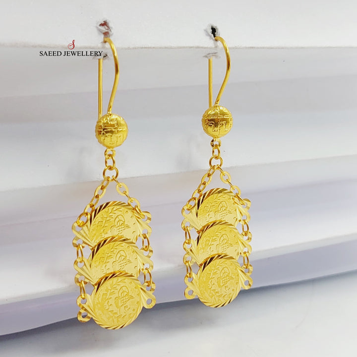 21K Gold Rashadi Eighths Earrings by Saeed Jewelry - Image 1