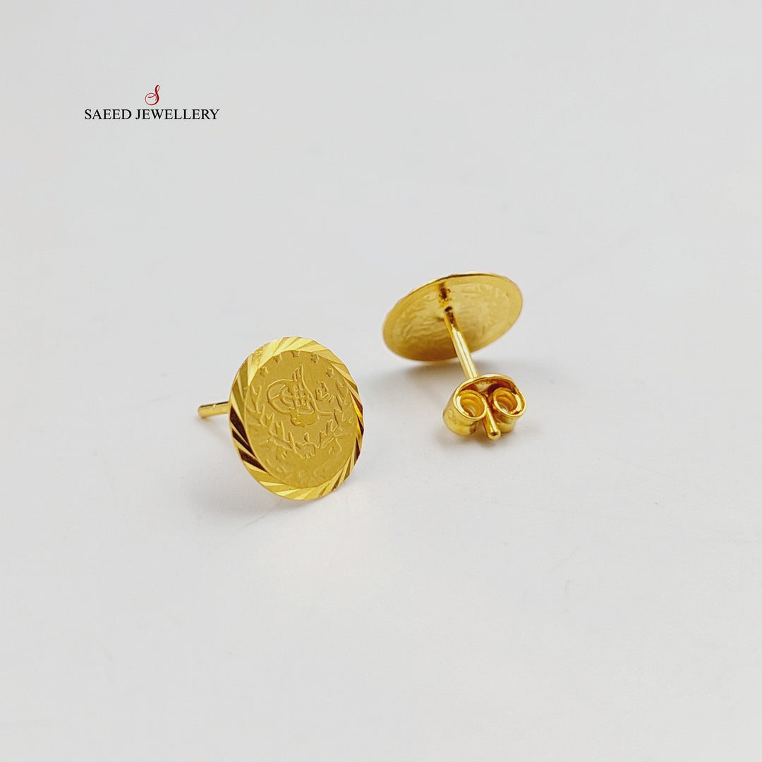 21K Gold Rashadi Screw Earrings by Saeed Jewelry - Image 3