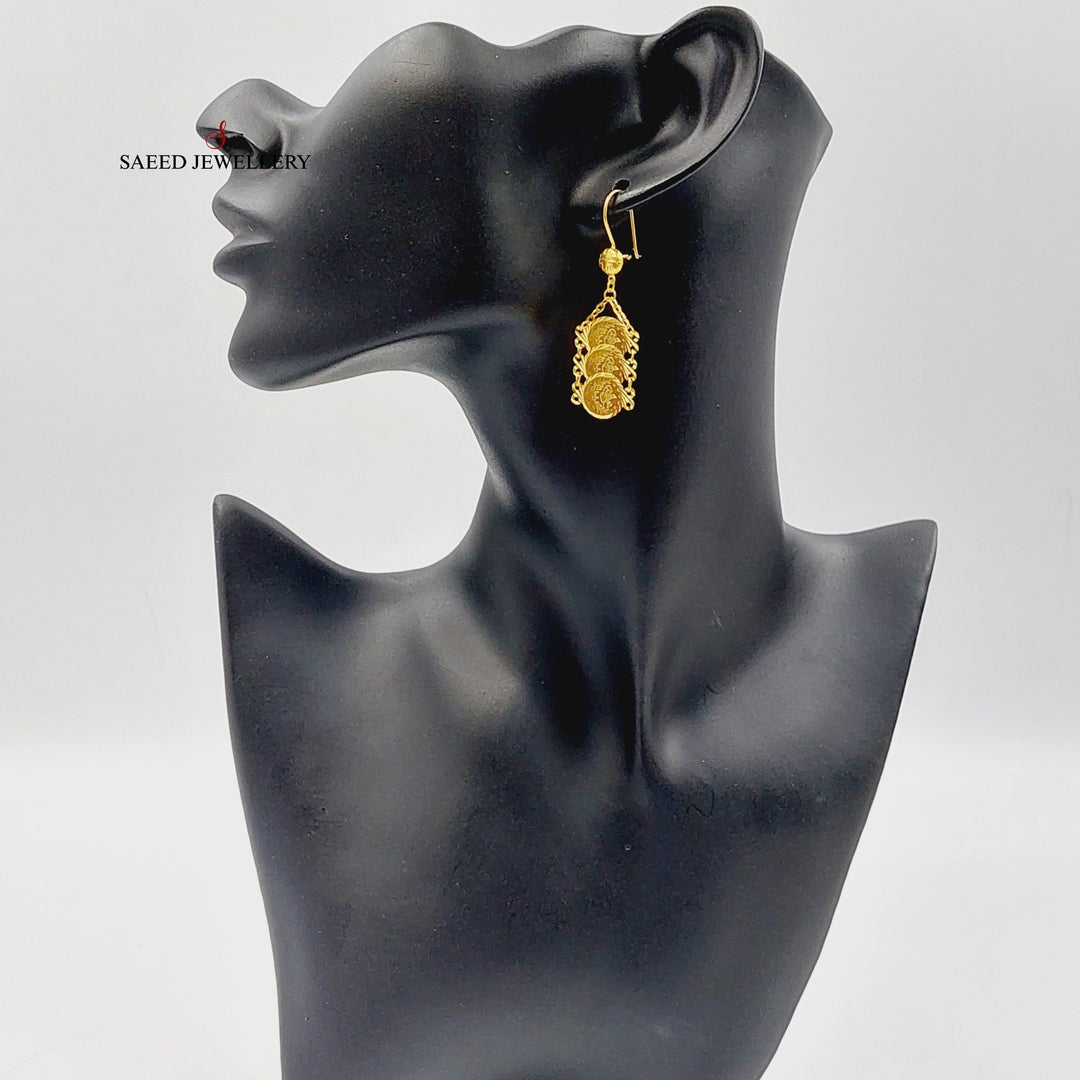 21K Gold Rashadi Eighths Earrings by Saeed Jewelry - Image 3