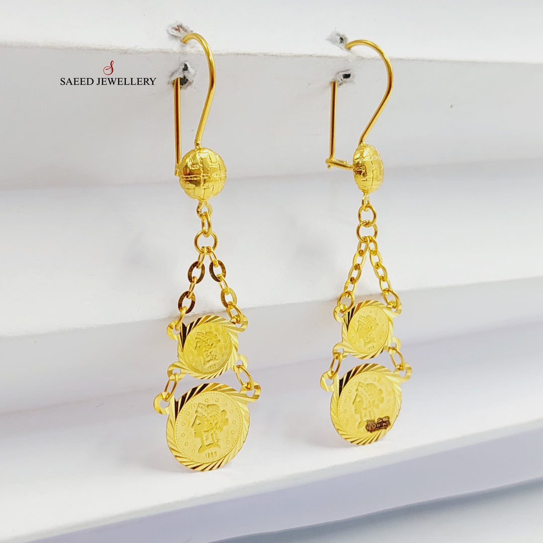 21K Gold Rashadi Eighths Earrings by Saeed Jewelry - Image 1