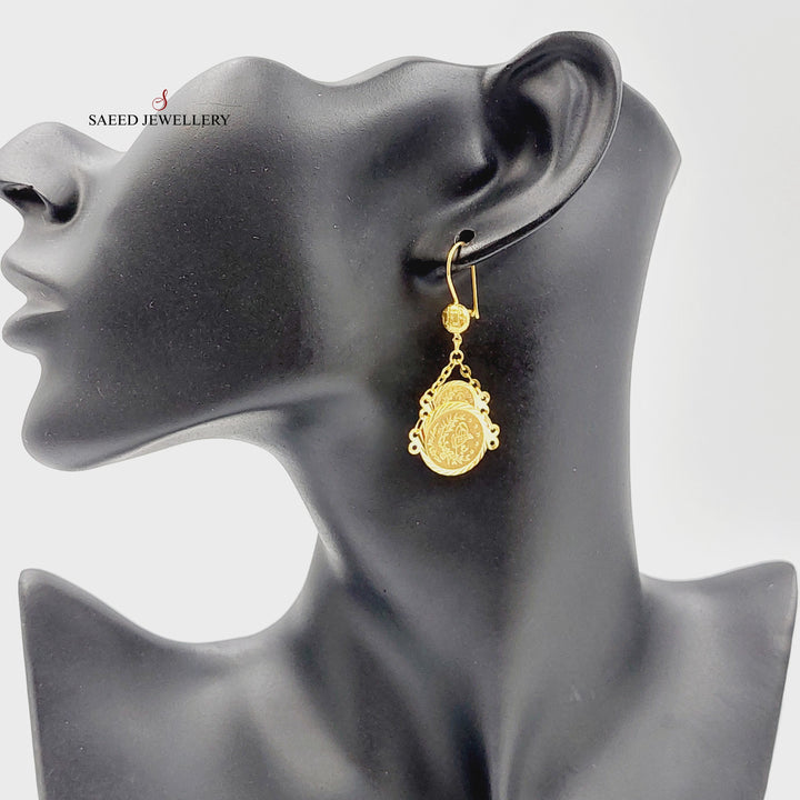 21K Gold Rashadi Eighths Earrings by Saeed Jewelry - Image 3