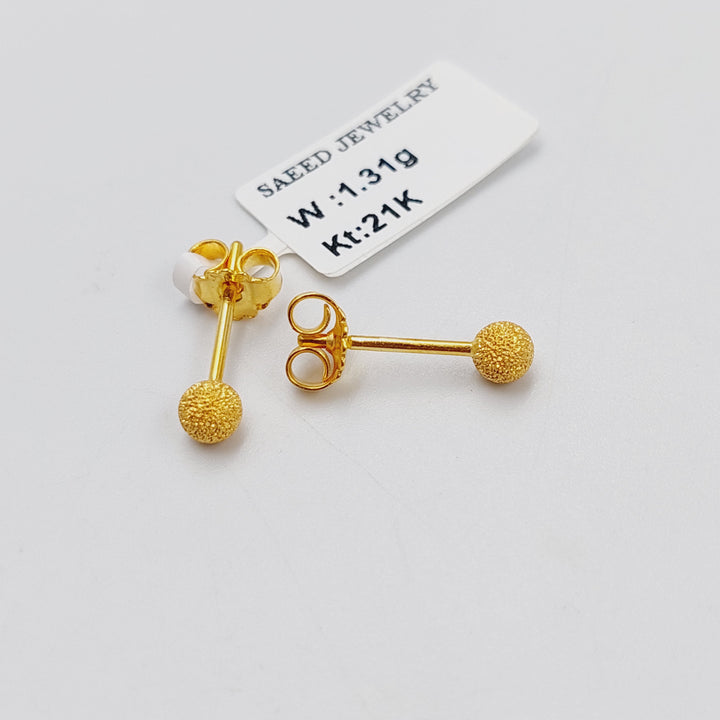 21K Gold Sanded Screw Earrings by Saeed Jewelry - Image 1