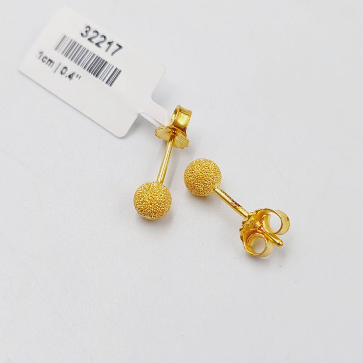 21K Gold Sanded Screw Earrings by Saeed Jewelry - Image 1