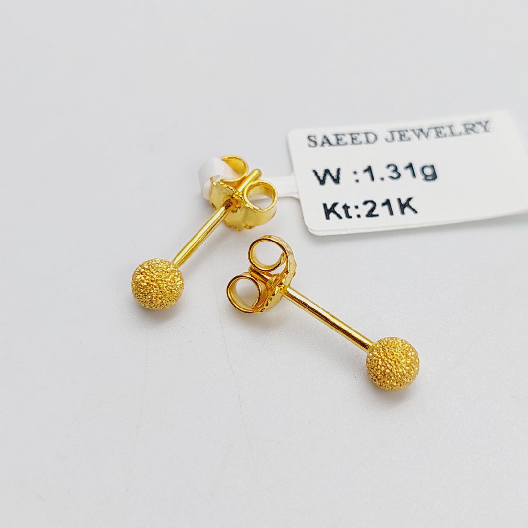 21K Gold Sanded Screw Earrings by Saeed Jewelry - Image 1