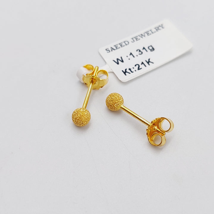 21K Gold Sanded Screw Earrings by Saeed Jewelry - Image 4