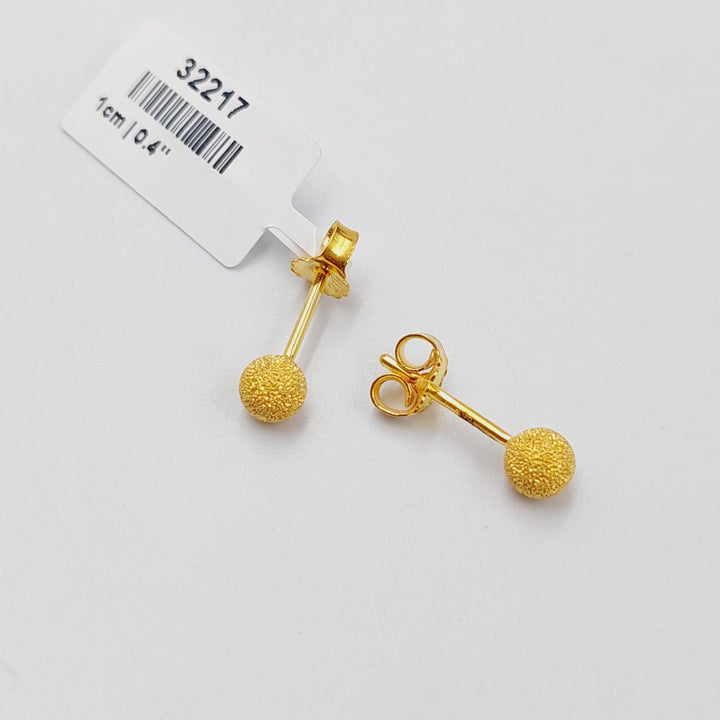 21K Gold Sanded Screw Earrings by Saeed Jewelry - Image 3