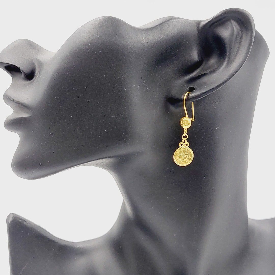 21K Gold Sanded Eighths Earrings by Saeed Jewelry - Image 3