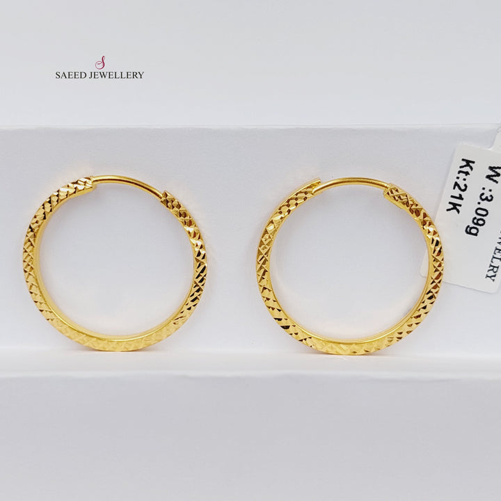 21K Gold Zircon Studded Hoop Earrings by Saeed Jewelry - Image 1