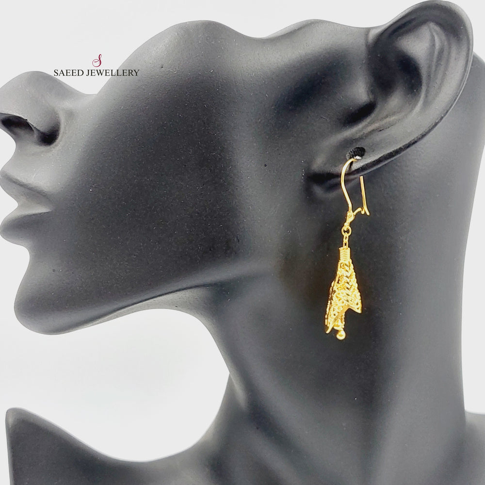 21K Gold Bell Earrings by Saeed Jewelry - Image 2